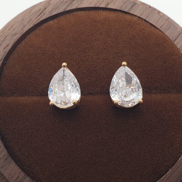 14K Gold 1ct Diamond Womens Oval Teardrop Stud Earrings New 14 K Silver Jewelry - Picture 2 of 5